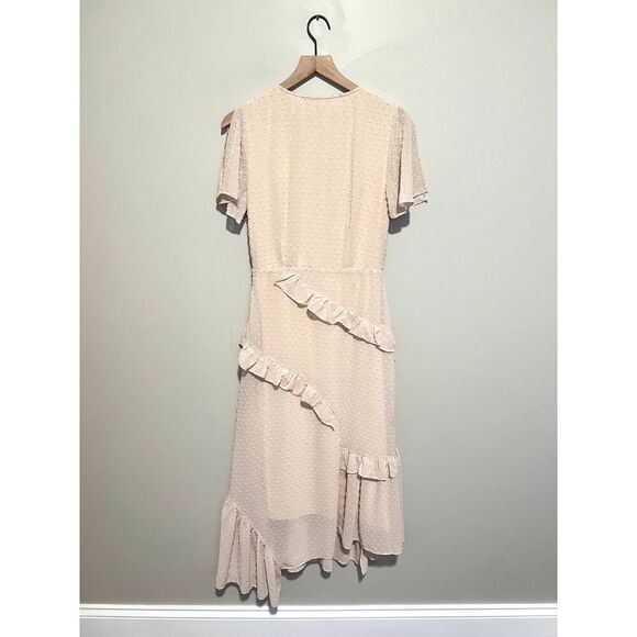 Lulu's Next to You Cream Swiss Dot Ruffled Midi Dress Women's Size Small - Picture 9 of 12